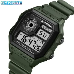 Wristwatches SYNOKE Digital Watches Men Sports Luminous Multifunction Waterproof Chrono Wristwatch Outdoor And Running Student Seven Light