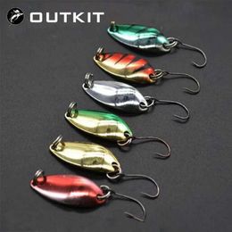Baits Lures OUTKIT 6pcs/lot 3g 3cm fishing rod bait metal spoon bait trout bass spoon small hard sequin rotating spoonQ240517