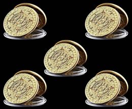 5pcs Commemorative Coin Craft Mexican Ancient Maya Aztec Calendar Prediction Culture Challenge Token Badge4145376