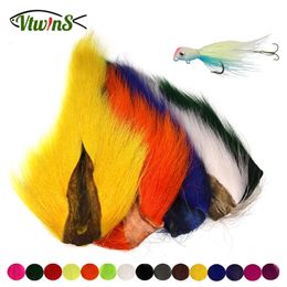 Vtwins Fly Tying Fur Whole Dyed Deer Tail Hair Fur Bucktail Jigs Fly Tying Saltwater Flies Dry for Fly Tying Bucktail Materials 240517