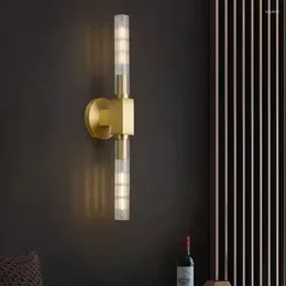 Wall Lamps Nordic 2 Clear Glass Lights Parlor Dining Room Sconce Bedroom Bathroom Creative Lamp E14 Bulb Gold Metal