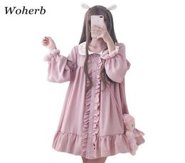 Woherb 2020 Summer Dress Women Harajuku Pink Ladies Ruffle Lace Patch Kawaii Dresses Lolita Cosplay Sweet Loose Vestidos 21092 X126471257