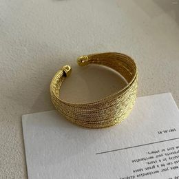 Bangle INS Fashion Multilayer Geometric Adjustable Bracelet Ladies Punk Flat Hollow Metal Open Bangles Girl Jewellery Gifts