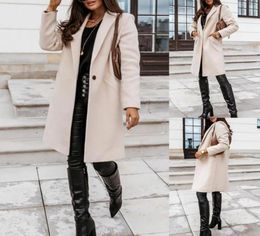 Women039s Wool Blends S Arrival Casual Women Autumn Winter Pocket Lapel Overcoat Button Warm Long Coat Jacket KhakiLight Gre2694819