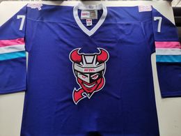 Hockey jerseys Physical photos Binghamton Devils Fights Cancer PUCKCANCER Men Youth Women High School Size S-6XL or any name and number jersey