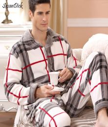 Susandick 2019 New Winter Pyjamas Men Thick Fleece Pyjama Sets Luxury Warm Sleepwear Plaid Suits Man Casual Home Clothes Pijama MX3930787