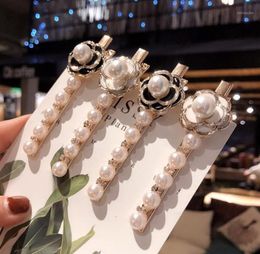 Hair Clips & Barrettes Korean Camellia Rhinestone bill Pearl Flower Bangs Clip Hairpin For Women Girl Fashion Headband Accessories13855019