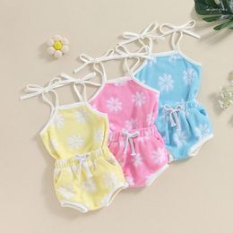 Clothing Sets 0-18M Lovely Born Baby Girl Summer Outfits Cute Sleeveless Tie Strap Tank Tops Elastic Waist Pocket Shorts Holiday Clothes