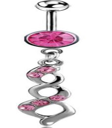 D00131 2 Colours Piercing Body Jewellery New Style Navel Belly Ring Clear Pink Colours Stone Drop I9Ioo8688029