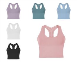 New Women Tank Tops Camis Short Solid Color Yoga Vest Y shaped Back Moisture Absorption Sweat Wicking Gym Sport Running Fitness9002457