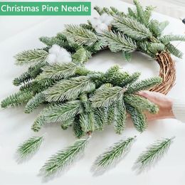 Decorative Flowers 10pcs Christmas Pine Needle Branches DIY Wreath Garland Decoration Accessories Artificial Plant Ornament Craft Decor