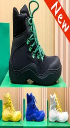 Designer boot mens shoes Puddle Bomber 6cm Flatform Lace Up Ankle Boots Venetas String black Egg York Grass Green Deep Blue luxury1927827