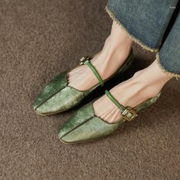 Casual Shoes Women Flats Mary Jane Chinese Style One Strap Buckle Woman Spring Autumn Vintage Simple Elgant Silk Footwear