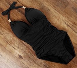 One Piece Tankini Plus Size Swimwear Women Black Halter Monokini Swimsuit Push Up Bathing Suit Sexy High Waist Bodysuit Y200311645569