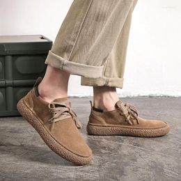 Casual Shoes Retro Mens Suede Genuine Leather Lace-up Men Light Daily Fashion Comfortable Driving Flats Man Outdoor Oxfords Shoe
