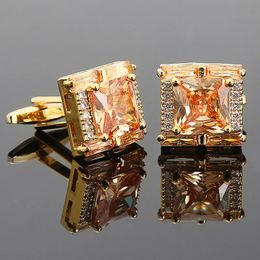 Luxury brand diamond cufflinks mens shirt jewelry novel buttons French gold crystal cufflinks 240508