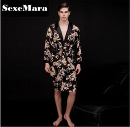 Luxurious Sexy Male Kimono Mens Silk Satin Pajamas for Men Bathrobe Gold Dragon Sleepwear Dressing Gowns Pijama Hombre D7AE63 C11343143