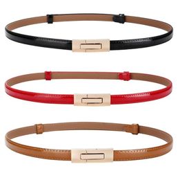 Belts Cowskin Waistband Thin For Women Genuine Leather Bright Ppure Colour Elastic Belt Woman Dress Patent Cummerbund3853091