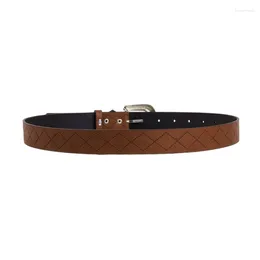 Belts Teens Brown Texture Waist Belt Adjustable Buckle Straps For Dress Shirt