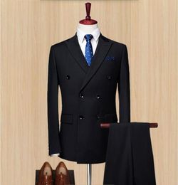 New arrival men suits black bridegroom suits tuxedos double breasted wedding groomsman prom dress suitsjacketpants5765641
