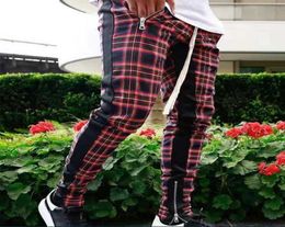 Mens Retro Plaid ish Pattern Pants High Street Hip Hop Casual Loose Long Pant Male Elastic Waist Zipper Trousers4093992