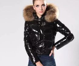 New M Brand Fashion Women glossy Down Jacket Winter Women Dress Down Coat Real Raccoon Fur Coat Detachable Collar Hood Parkas cele4726532