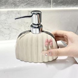 Liquid Soap Dispenser Cream Ceramic Lotion Bottle Cartoon Hand Sanitizer Body Wash Press Family Bathroom Set