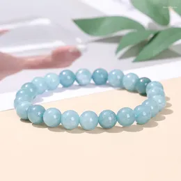 Strand 1pcs Trend Aquamarine Stone Blue Stretch Bracelet For Women Healing Yoga Energy