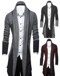 Korean Style Men Sweater Jackets Long Sleeve Slim Windbreaker Wool Cardigan Sweaters Knitted Patchwork Coats Men Male Plus Size6695424