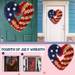 Decorative Flowers Wreath Frame Foam Day Door Independence Front American Flower Decoration Party Flag Christmas For Outside Windows