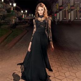 Party Dresses Black Tulle Lace Charming Prom Dress A-Line Formal Gown High Neck Long Sleeve Evening Illusion Special 2024