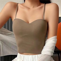 Camisoles & Tanks Summer Crop Top Women Suspender Tube Beauty Back Bra Seamless Cami With Chest Pads Sexy Tank Sweet Lingerie