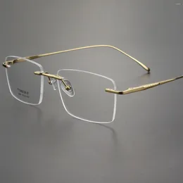 Sunglasses Frames ELECCION Titanium Rimless Glasses Frame Men Ultralight Optical Prescription Eyeglasses 2024 Myopia Square Frameless