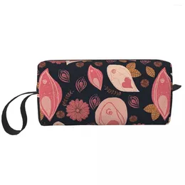 Cosmetic Bags Vulva Flower Pattern Makeup Bag Organizer Storage Dopp Kit Toiletry For Women Beauty Travel Pencil Case