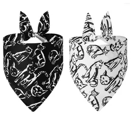 Dog Apparel Bandana CatPrint Small Cat Puppy Scarf Polyester Bibs Summer Pets Accessories Black White Colour