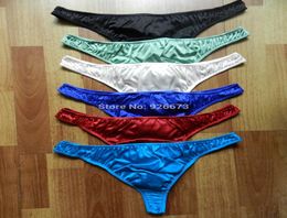 WholeWhole 6Pairs 100 Pure Silk Panties Men39s silk GStrings amp Thongs sexy underwear Bikinis S M L XL9516450