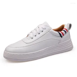 Casual Shoes Leather Sneakers Women Flats White Platform Lace Up Woman Thick Heels Spring Autumn Female Plus Size