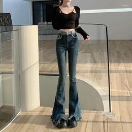 Women's Jeans Aesthetic Clothing Korean Dongdaemun 2024 Vintage Flared Streetwear Mom Black Woman Chic And Elegant Pants