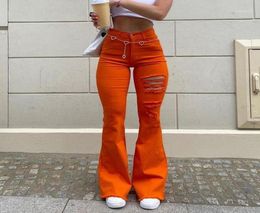 Women039s Pants Capris Flare Jeans Ladies Trend Ripped Torn Edge High Waist Hip MicroEuropean And American Thin Casual Trous3548818