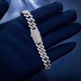 10mm Width Iced Out Custom Cuban Chain 925 Sterling Silver d Colour Baguette Moissanite Link Necklace