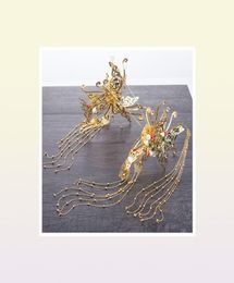 Vintage Chinese Hair Styles Classical Jewelry Traditional Gold Butterfly Bridal Headdress Wedding Hairwear Hair Accessory C18110803869645