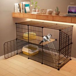 Cat Carriers Modern Black Iron Cages Indoor Household House Large Capacity Luxury Villa Oversized Free Space Cage Pet Supplies Z