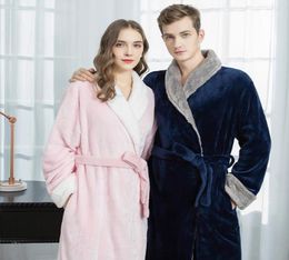 Men039s Sleepwear Men Winter Plus Size Thicken Warm Flannel Hooded Bathrobe Extra Long Coral Fleece Bath Robe Night Dressing Go5095604