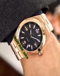 Cheap New Overseas 47040000R9666 Black Dial A2813 Automatic Mens Watch 42mm Rose Gold Steel Bracelet Gents Sport Watches 5 Color8144915