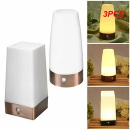 Table Lamps 3PCS Wireless PIR Motion Sensor Light LED Night Battery Powered Lamp Warm White Room Desk For Home