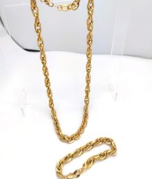 Vintage 9ct GOLD AUTHENTIC Tone Large Double loop Links Chain Necklace 24inch Bracelet 83inch Jewellery Kihei Women men6048941