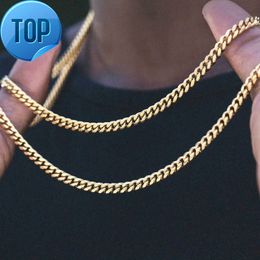 Black Gold Punk Stainless Steel Necklace Choker for Men Women Curb Cuban Link Chain Hip Hop Jewelry