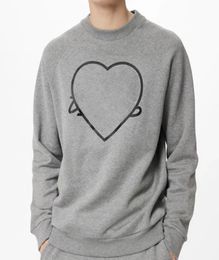 Grey Heart Printed Sweatshirts Women Men Cotton Hoodies Fashion Hip Hop Highstreet FZWY3367430600