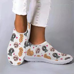 Casual Shoes Cute Poodle Love Print Flat Comfort Soft Summer Comfortable Breathable Slip On Zapatos