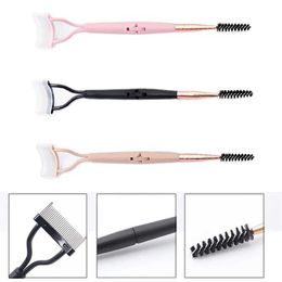 Eyelash Curler Black double head eyelash curler makeup eyelash separator eye black curl fold metal teeth eyelash brush comb beauty makeup tool Q240517